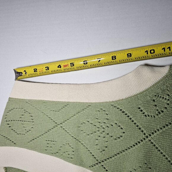Sandro Paris Espoir Oversized Perforated Wool Cardigan Vest Sage Green Sz 1 / S - Picture 14 of 16